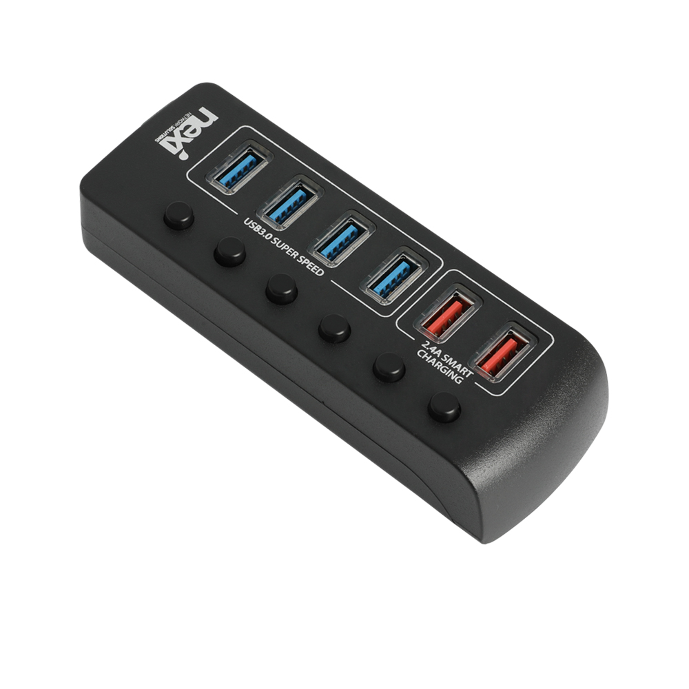 넥시 USB허브 유전원 USB3.0 6포트 개별스위치 NX1232 - 상세 이미지 4
