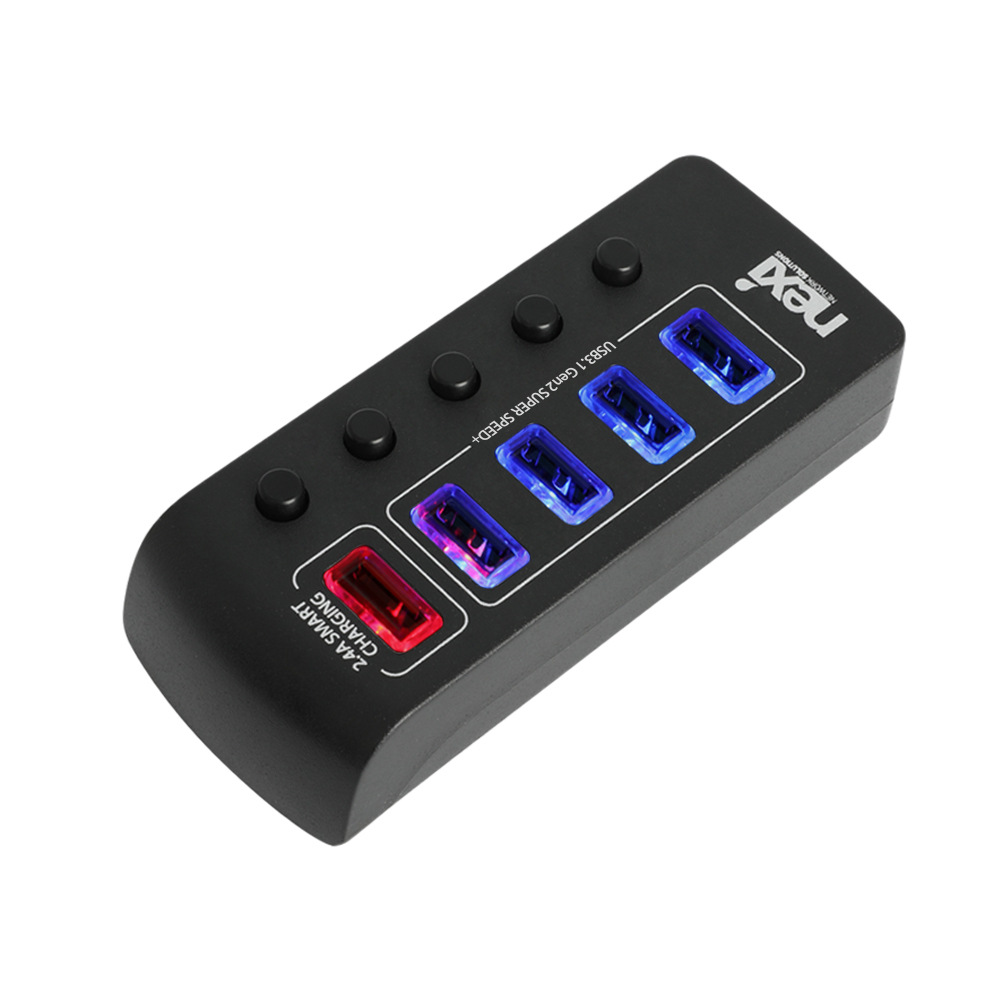 넥시 USB허브 유전원 C타입 USB3.1 5포트 개별스위치 NX1233 - 상세 이미지 3