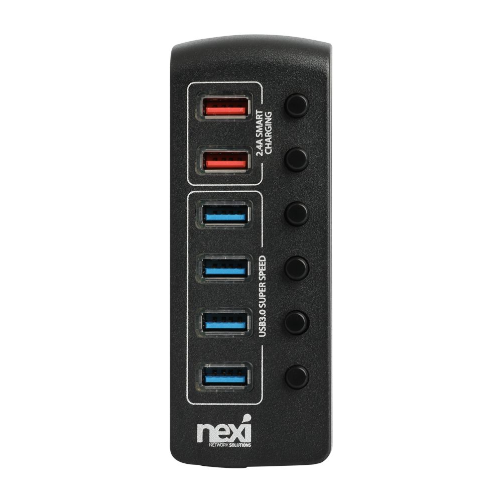 넥시 USB허브 유전원 USB3.0 6포트 개별스위치 NX1232 - 상품 이미지