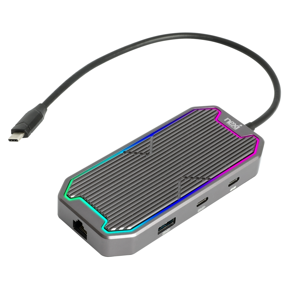7in1 USB C타입 허브 RGB LED 멀티스테이션 NX1201 - 상품 이미지