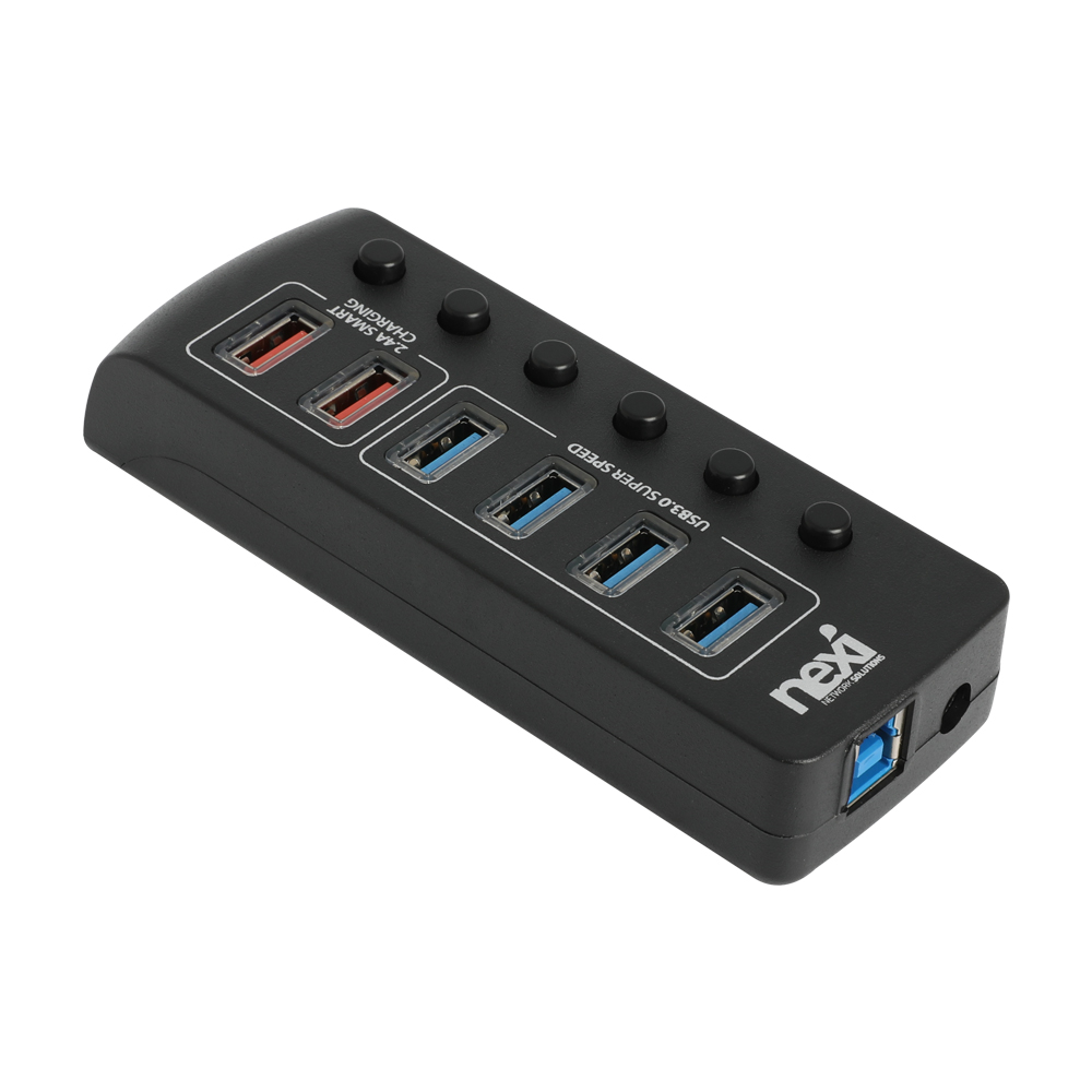 넥시 USB허브 유전원 USB3.0 6포트 개별스위치 NX1232 - 상세 이미지 2