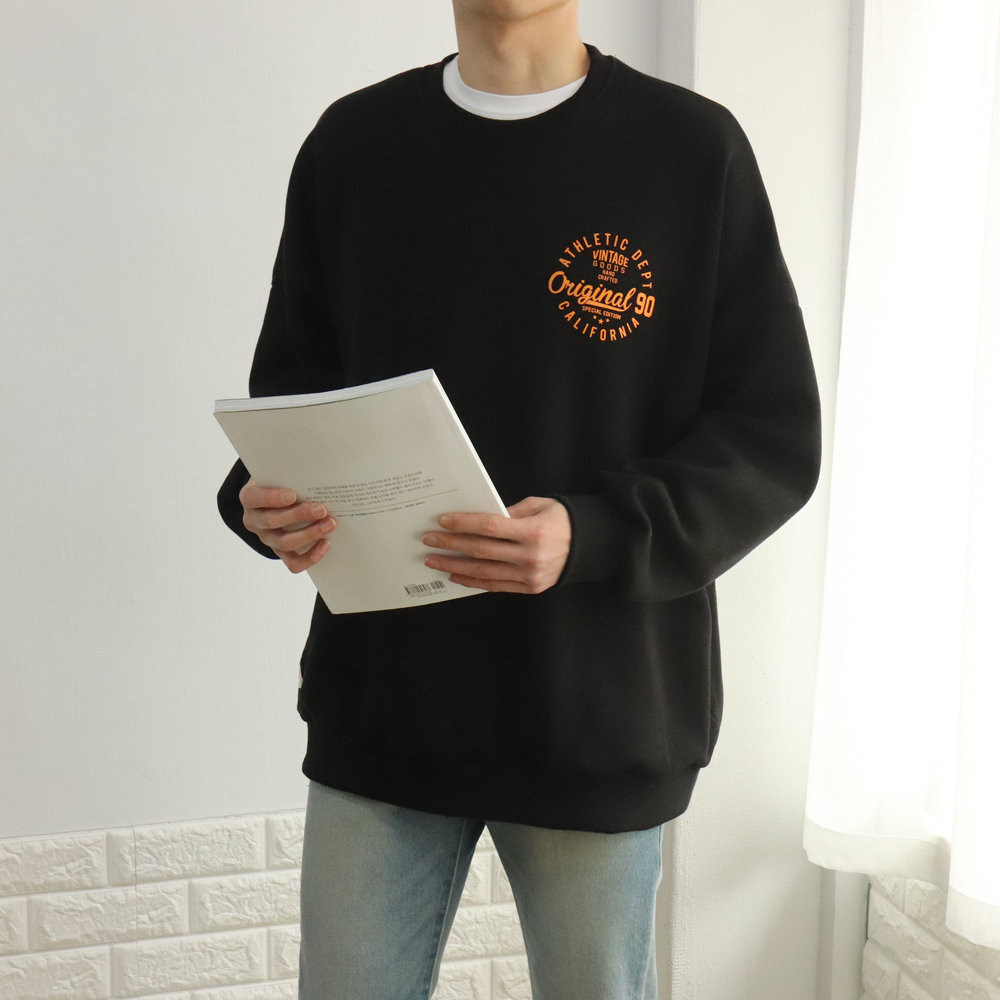 피그먼트 스트릿 특양면 기모 박스핏 레터링 나염 빅사이즈 봄 가을 겨울 맨투맨티셔츠 이미지 3