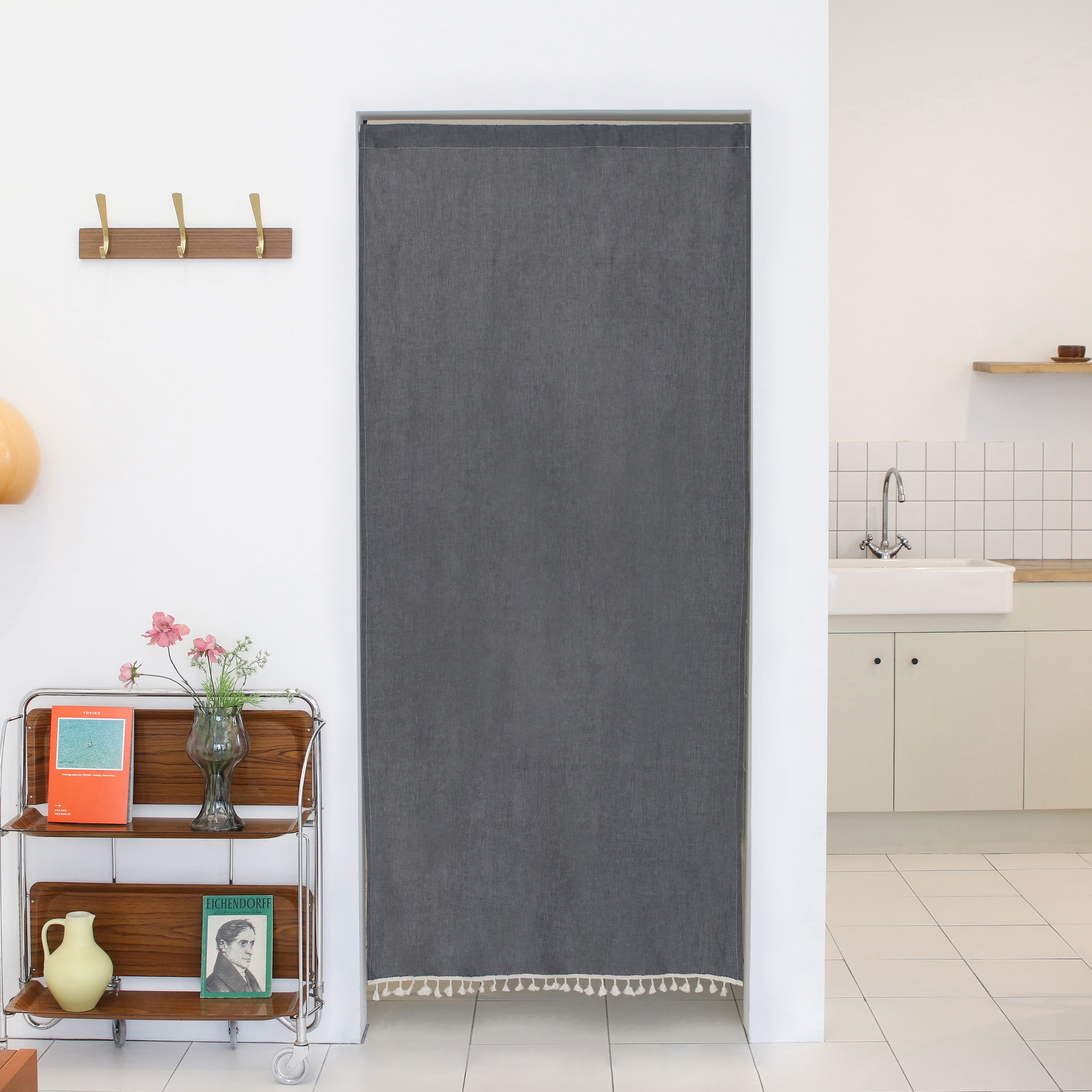 현관 가림막커튼 가리개 창문 베란다 공간분리 중문 발코니 붙이는커튼 압축봉85x150