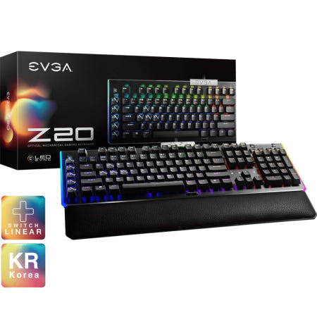 이엠텍 [PEIKOREA] EVGA Z20 RGB 광축 게이밍 키보드 한글 (리니어) 이엠텍