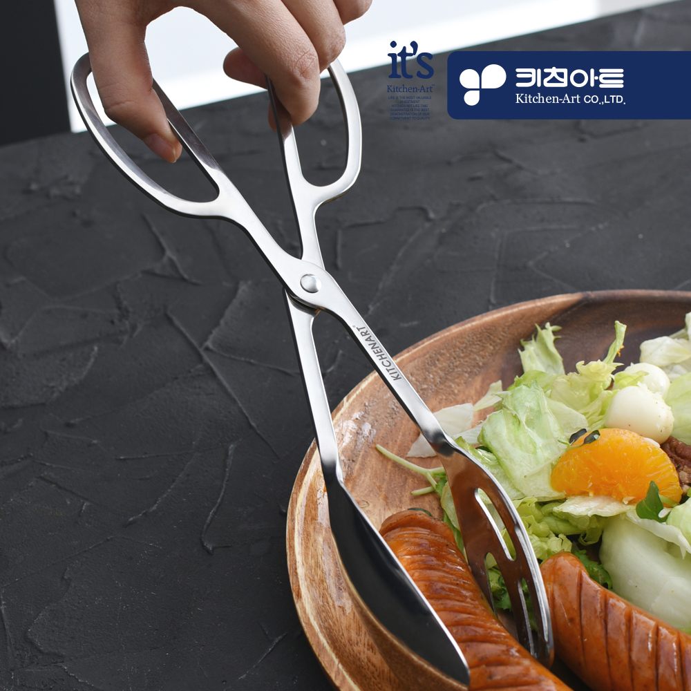 키친아트 베니 스텐 샐러드 집게 다용도 파스타 고기 가위형 집게 - 상품 이미지