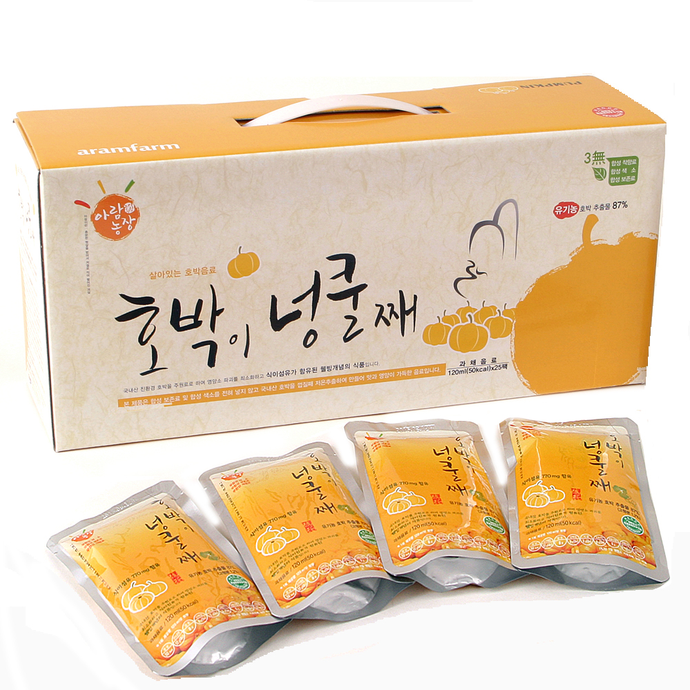 아람농장 유기농 늙은 호박즙 호박이넝쿨째 120mlx25팩 - 상품 이미지