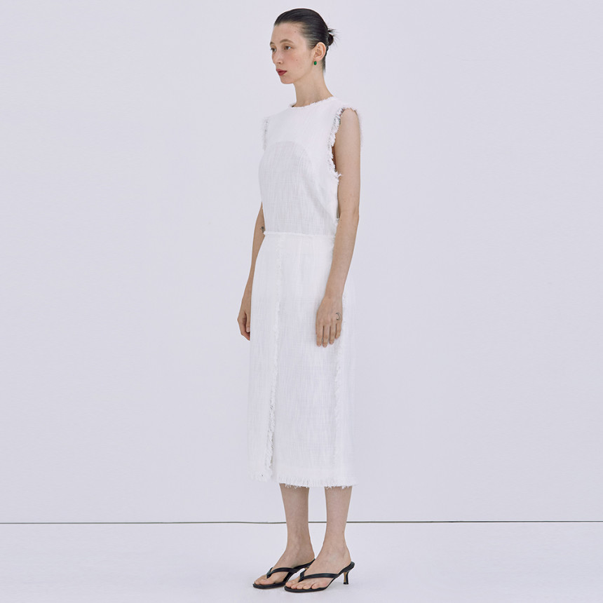 [WNDERKAMMER분더캄머]Fringe Linen Skirt_White [W CONCEPT]