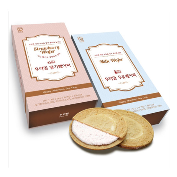 [우리밀] 우유웨이퍼, 딸기웨이퍼, 감태웨이퍼  선물세트 144g(8g x 18개입) [서울샵] - 상품 이미지
