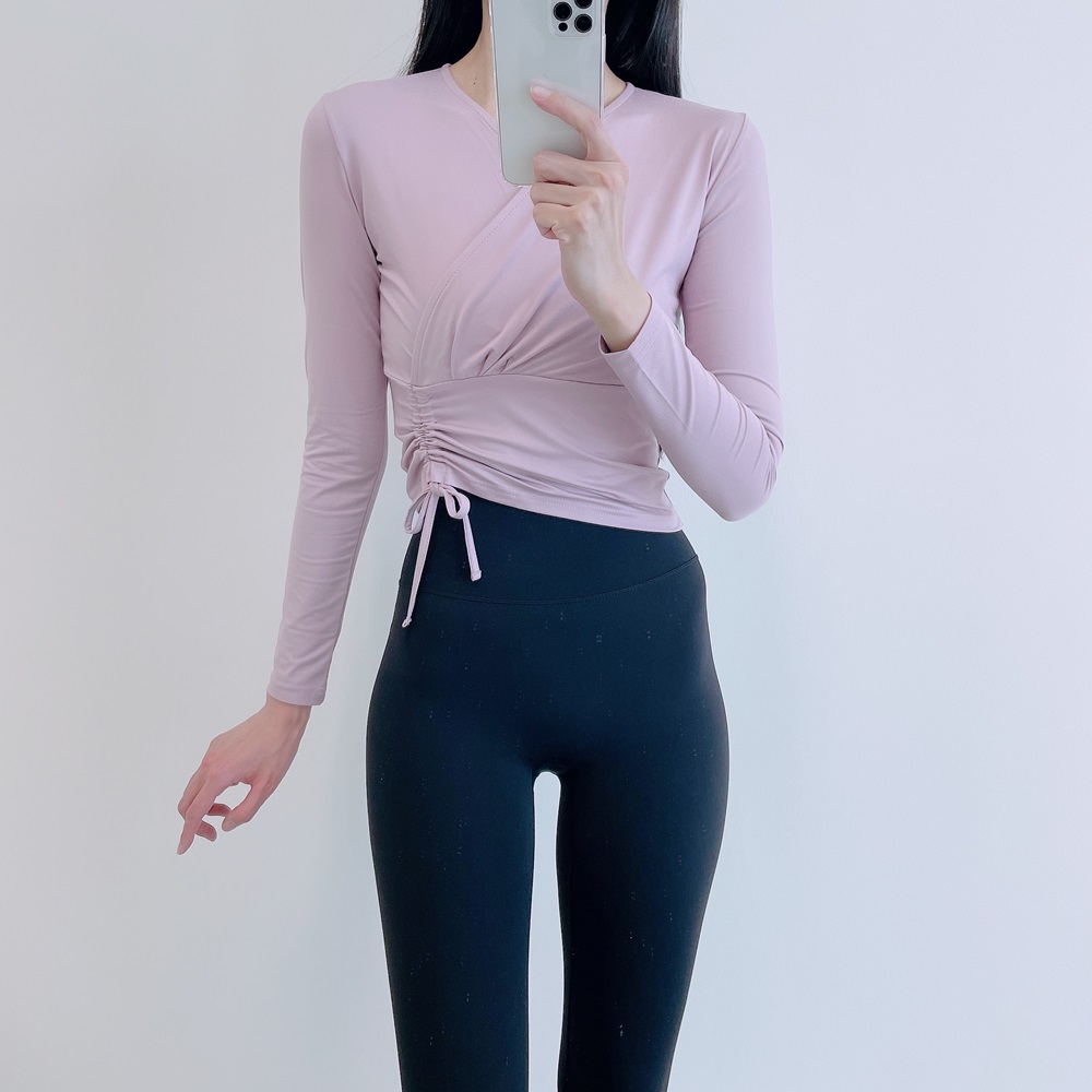 로라벨 리코 필라테스복 요가복 필라테스 상의 옷 커버업 운동복 탑 요가 긴팔 반팔 크롭 - 상세 이미지 2