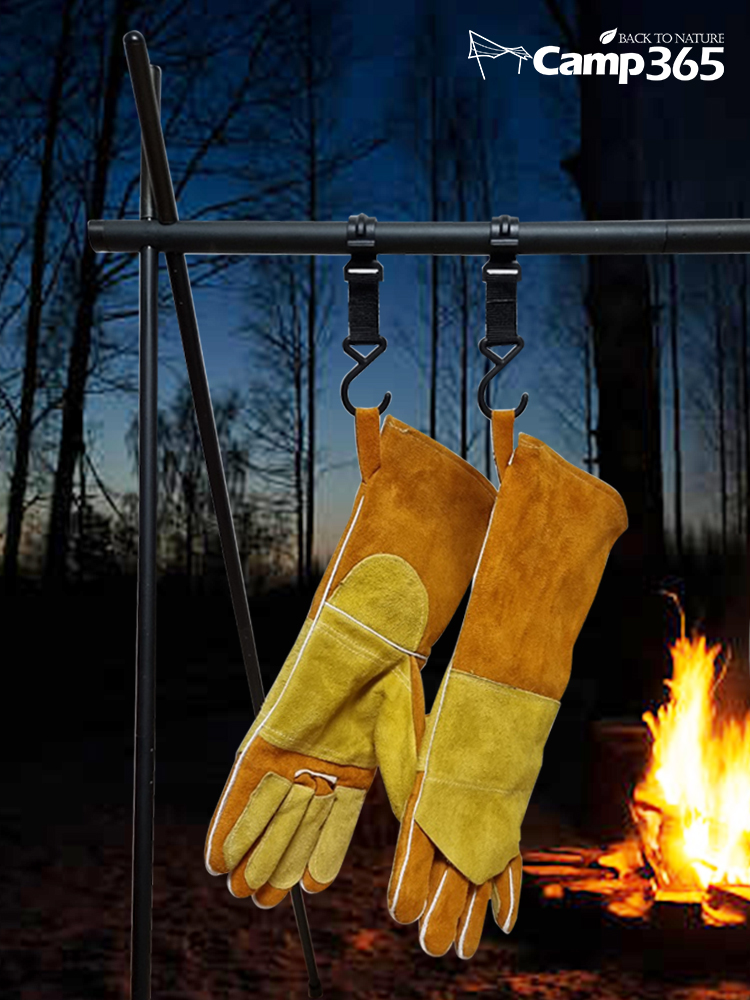 캠프365 캠핑 BBQ 소가죽 장갑 화로대 불멍 보호장갑 안전 - 상품 이미지