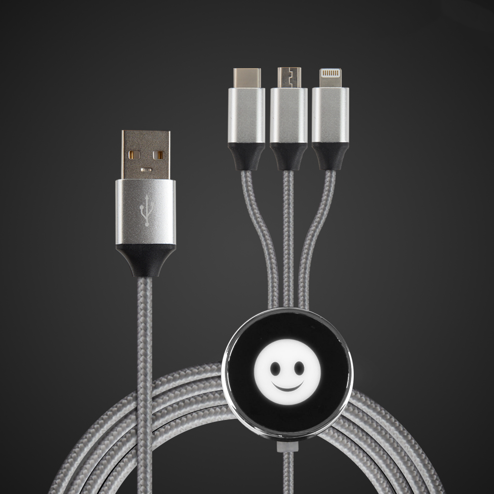 플라이토 루나 라이트 고속충전 3in1 데이터전송 멀티 케이블 1.2m