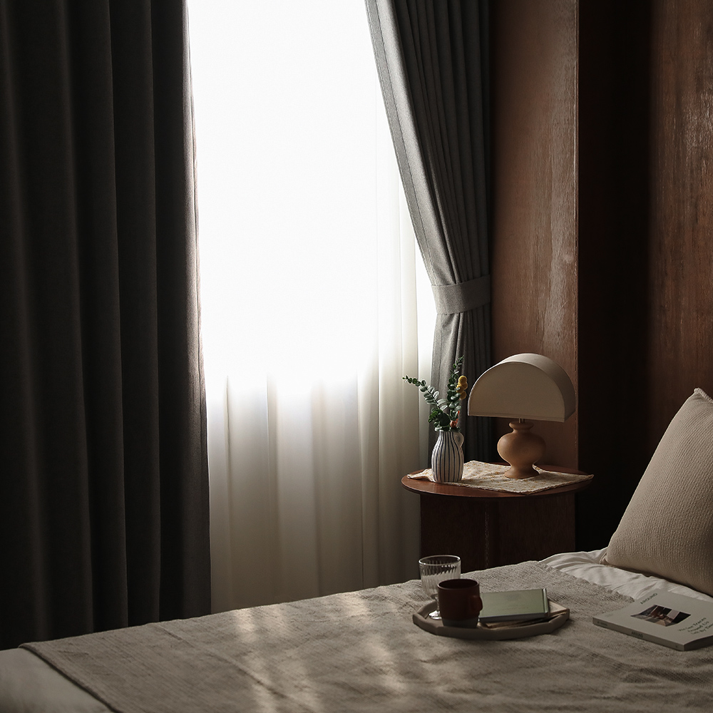 소르르 프라이빗 형상기억 100% 암막커튼 이음선 없는 맞춤제작 반창 민자형 125x170