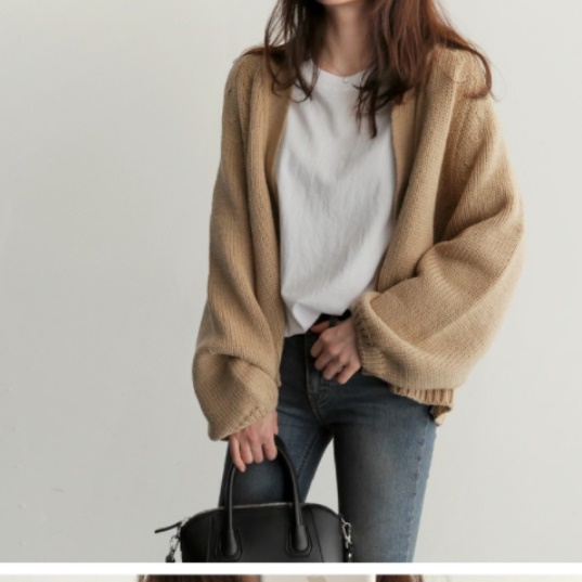 베이지색 가디건 노르딕 가디건 도톰 가디건 네이비 귀여운 학생 - 상세 이미지 3
