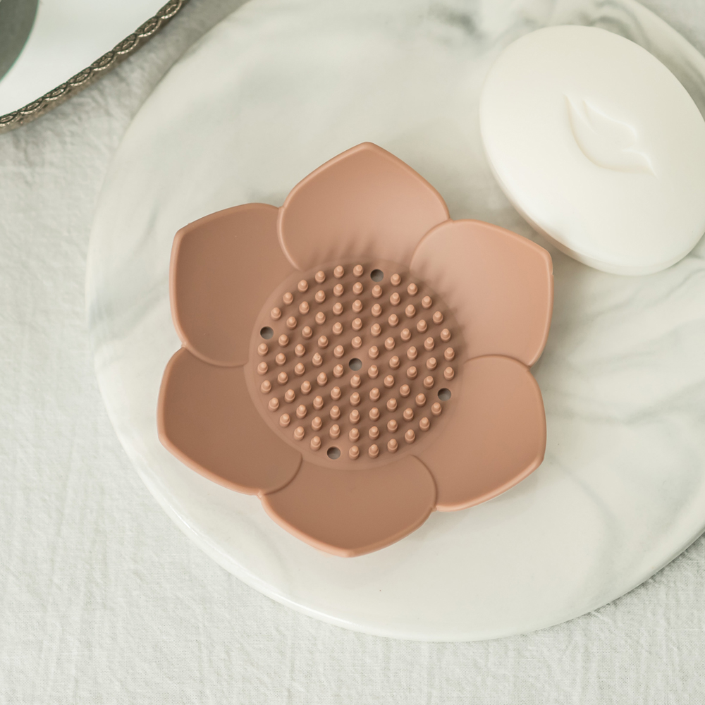 국산 플라이토 실리콘 플라워 욕실 비누받침대 솔 홀더 인테리어 화장실 비눗갑 거치대