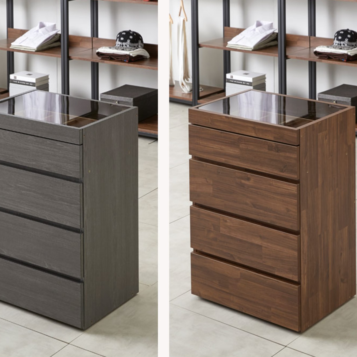 악세사리 서랍장 빈티지 서랍장 갤러리 넥타이 안방 유리 투명 서랍장