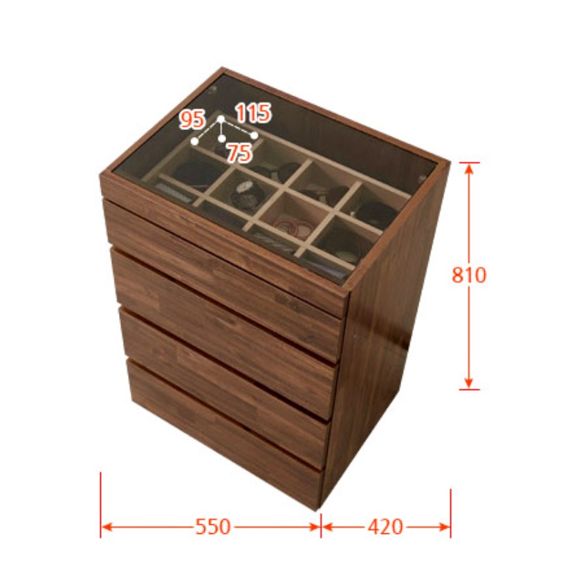 악세사리 서랍장 빈티지 서랍장 갤러리 넥타이 안방 유리 투명 서랍장