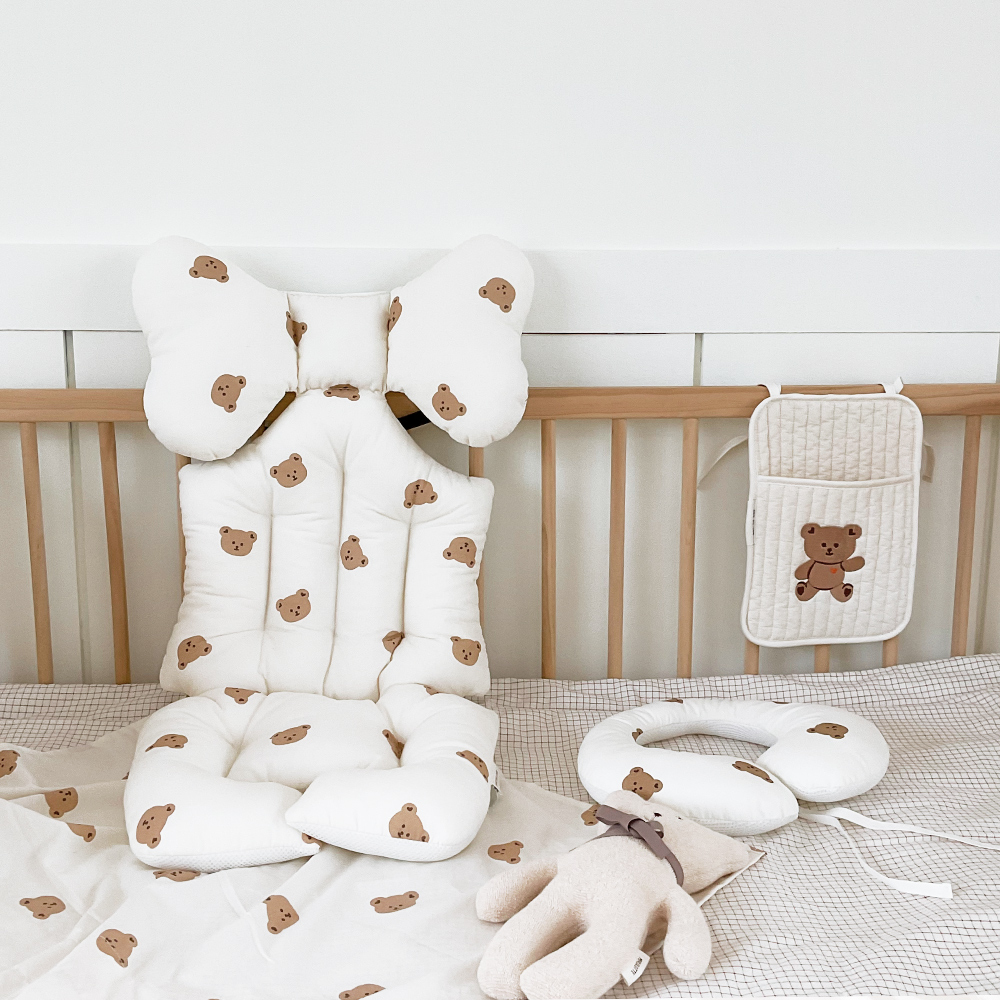 마롤로뜨 사계절 양면 유모차 라이너 아기 시트 통통 유아 신생아 테디 베이지