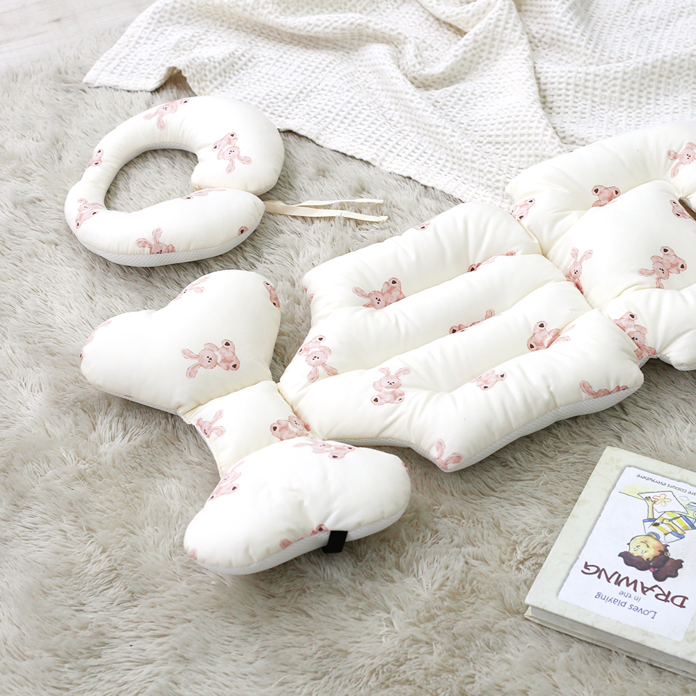 마롤로뜨 사계절 양면 유모차 라이너 아기 시트 통통 유아 신생아 테디 베이지