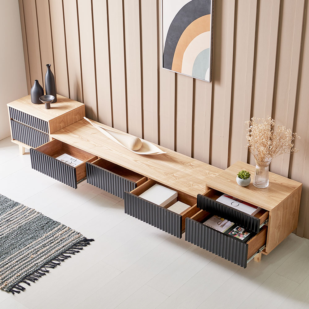 소프트 높은 와이드 거실장 세트 2500