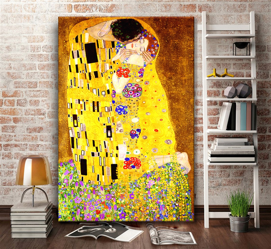 구스타프 클림트 키스 70x100cm 명화 그림 대형액자 인테리어 벽 거실 사무실 캔버스