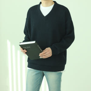 골지 오버핏 빅사이즈 시보리 스판 구김없는 링클프리 봄 가을 겨울 브이넥... 착용 후기 | 사이즈/핏 총정리 - 상품 이미지 1