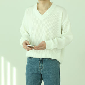 골지 오버핏 빅사이즈 시보리 스판 구김없는 링클프리 봄 가을 겨울 브이넥... 착용 후기 | 사이즈/핏 총정리 - 상품 이미지 3