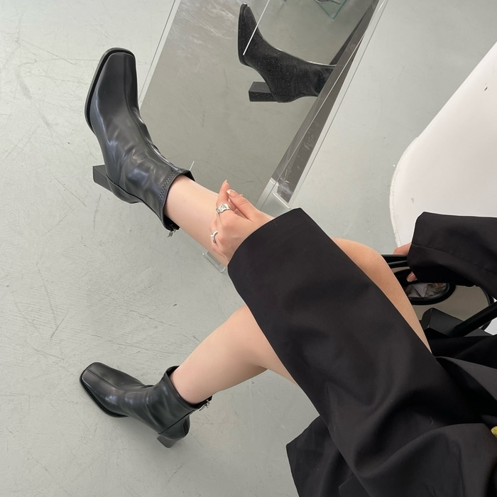[진행종료특가]비디사 스퀘어 미들힐 앵클부츠7cm - 상세 이미지 4