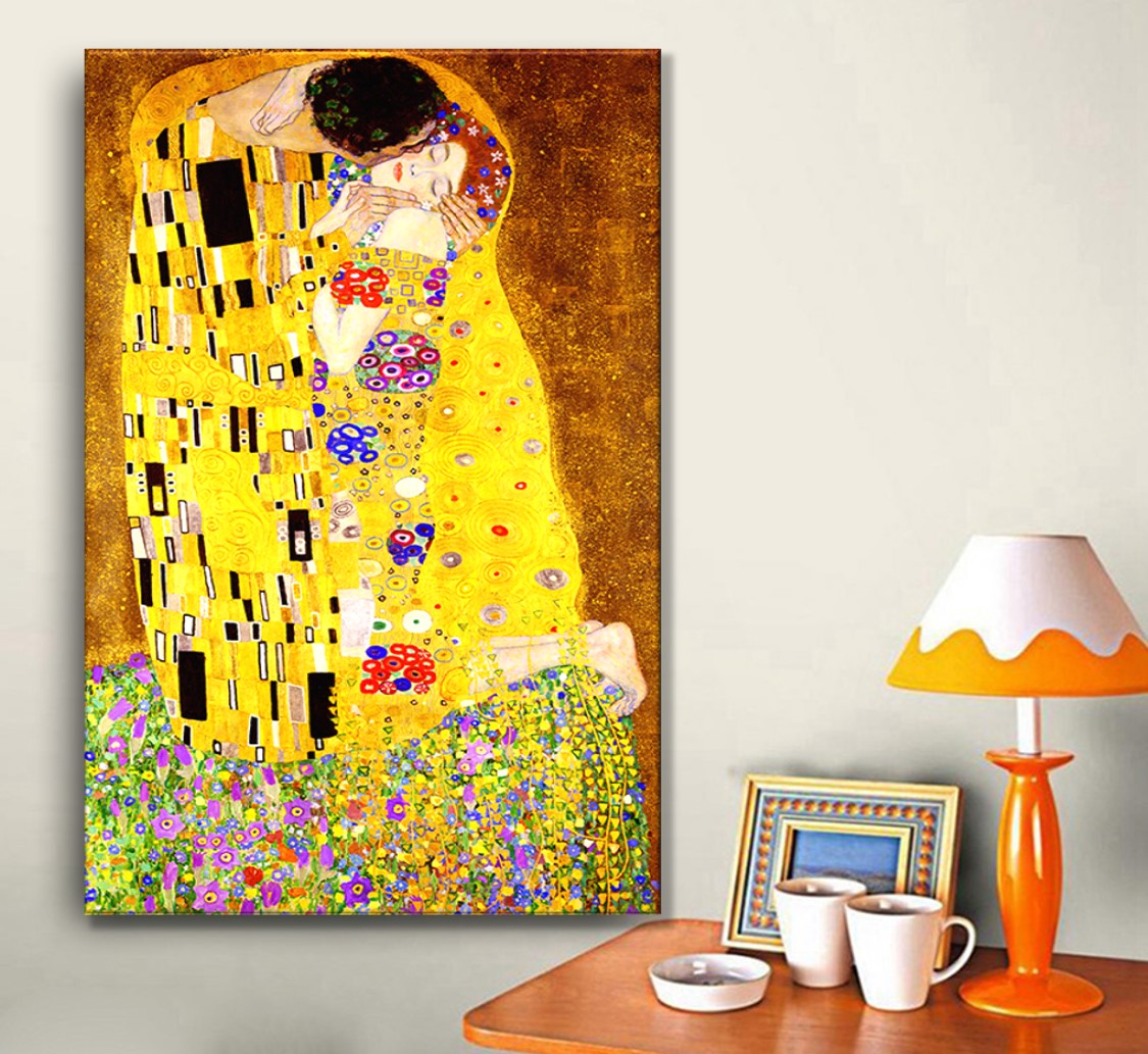 구스타프 클림트 키스 70x100cm 명화 그림 대형액자 인테리어 벽 거실 사무실 캔버스 - 상세 이미지 2