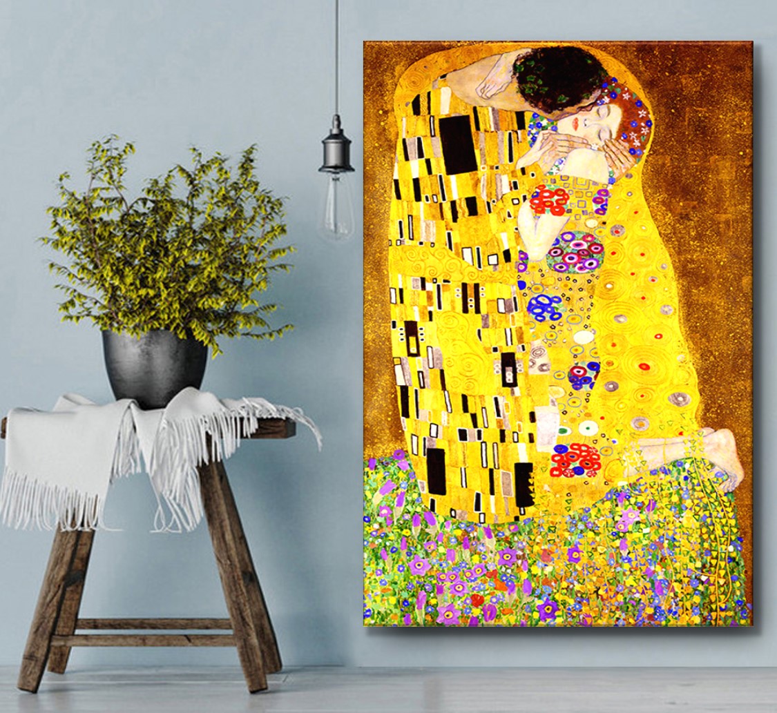 구스타프 클림트 키스 70x100cm 명화 그림 대형액자 인테리어 벽 거실 사무실 캔버스 - 상세 이미지 3