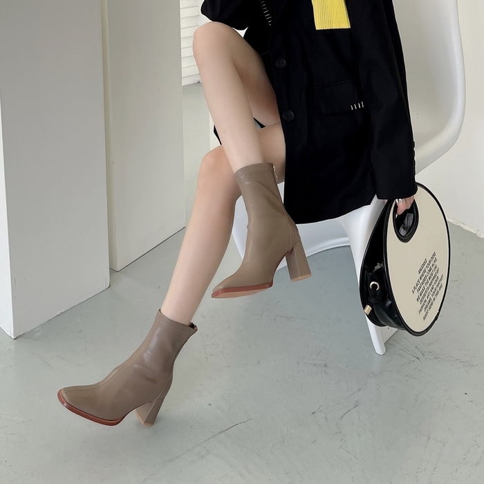 [진행종료특가]비디사 스퀘어 미들힐 앵클부츠7cm - 상세 이미지 5