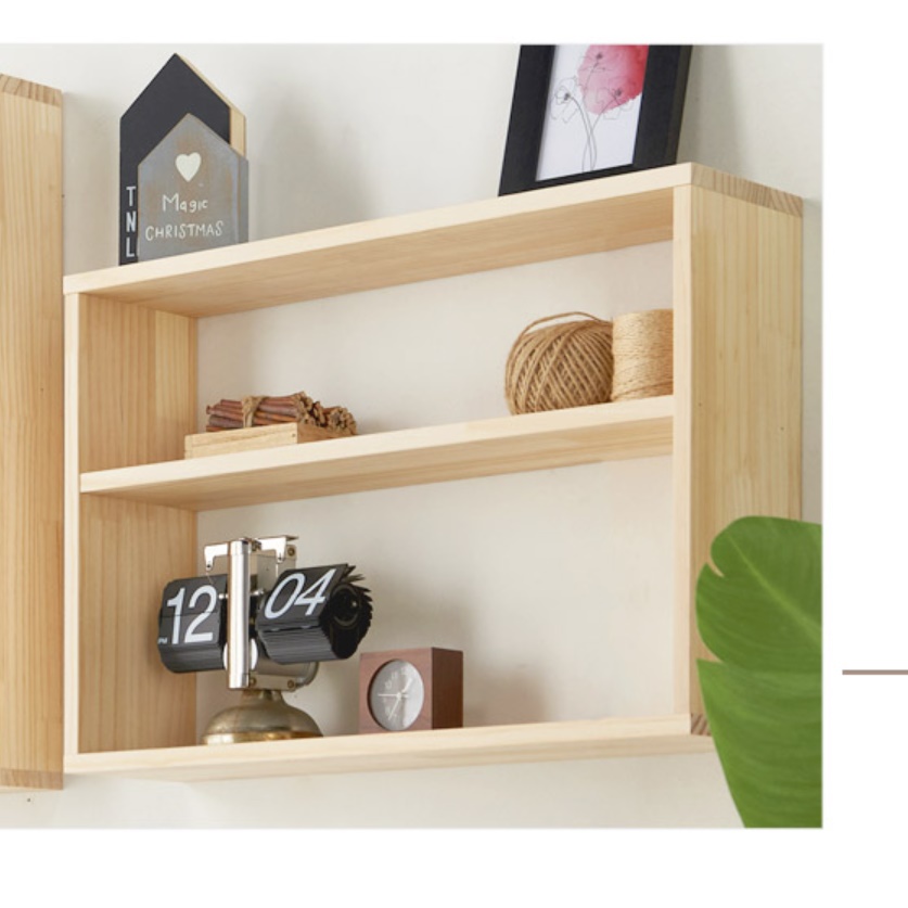 벽걸이 선반장 벽걸이 장식장 원목 벽 나무 인테리어 양념 책장 미니 선반 수납 공간활용 - 상세 이미지 4
