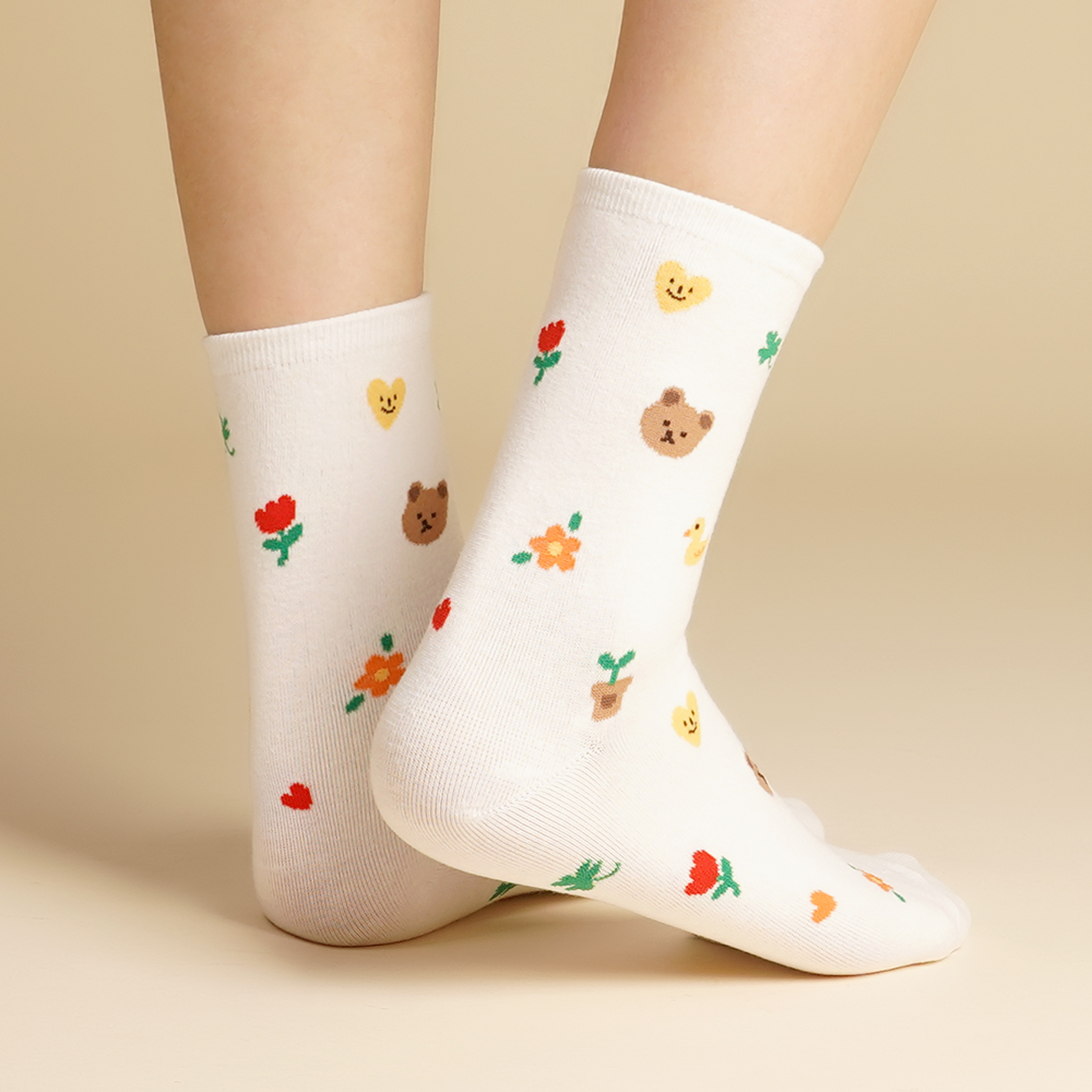삭피엔스 여자 패션 양말 해피 베어 5color