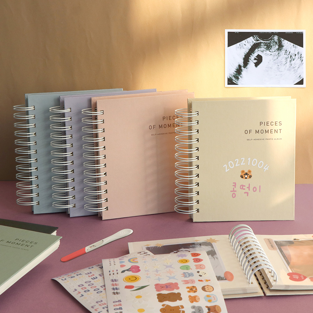 코니테일 레터링 초음파 미니앨범 (용띠 뱀띠 접착식 주수스티커 아기 성장 임산부선물)