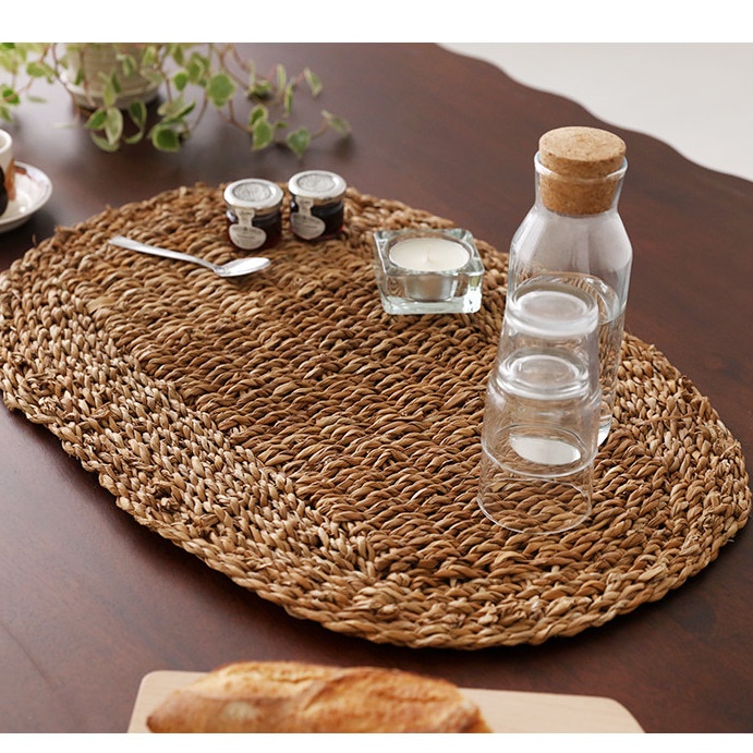 나무 테이블보 라탄 식탁보 빈티지 테이블 커버 1인용 식탁보 매트