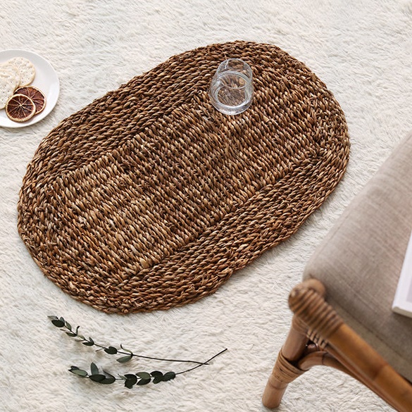 나무 테이블보 라탄 식탁보 빈티지 테이블 커버 1인용 식탁보 매트