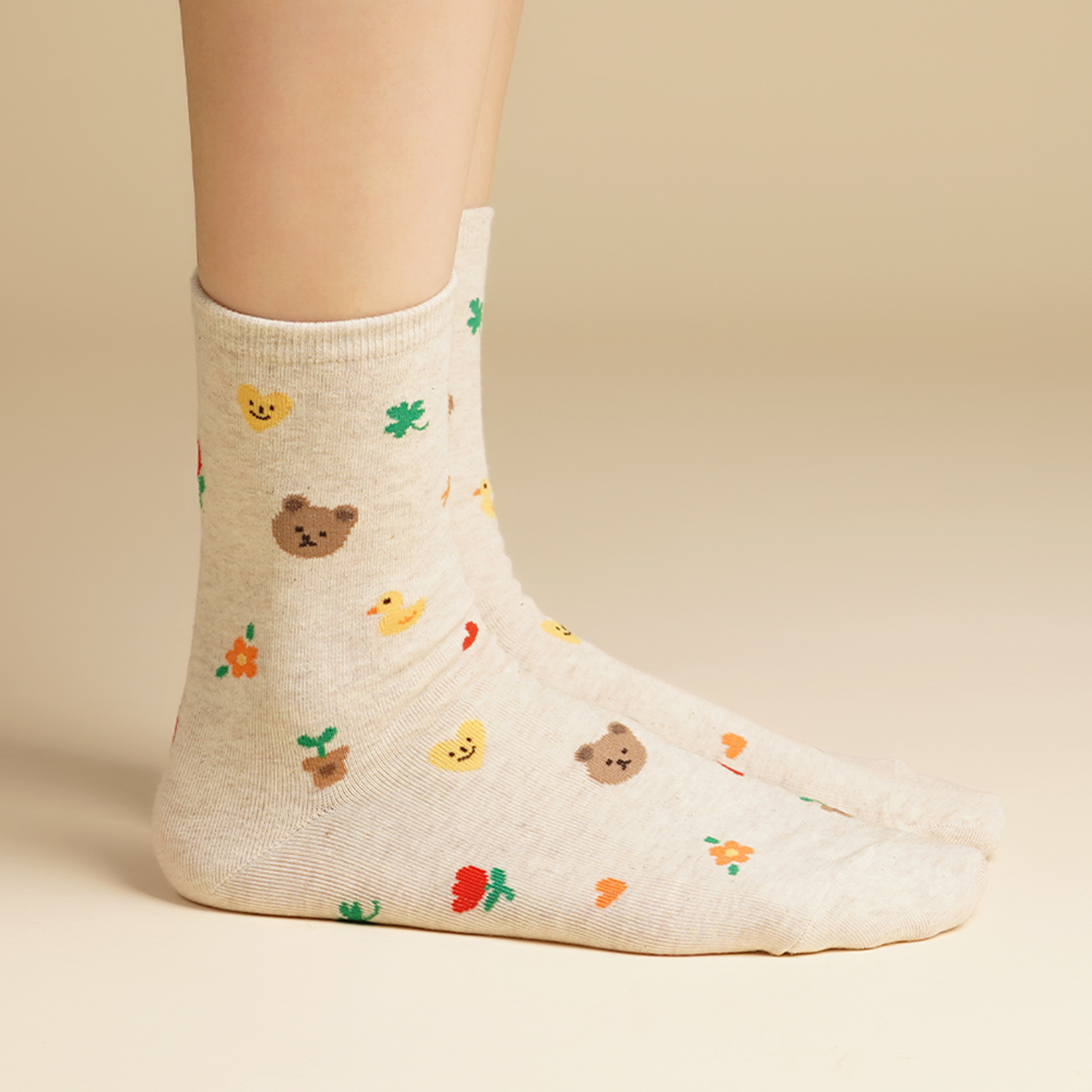 삭피엔스 여자 패션 양말 해피 베어 5color