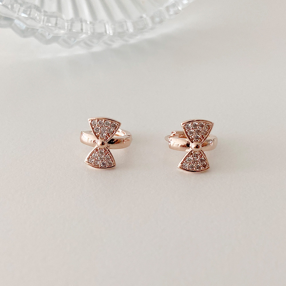 14K 금침 나비리본 원터치 링 무알러지 골드핀귀걸이