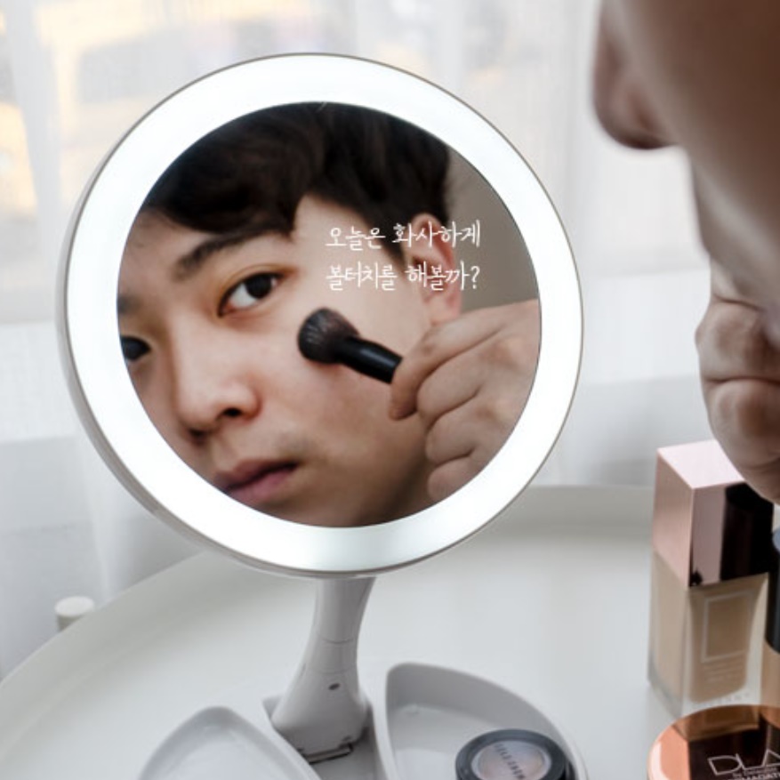 스마트 터치 메이크업 화장 LED 탁상 거울 조명 홈카페 탁상용 거울 사무실 책상 책상용 - 상세 이미지 4