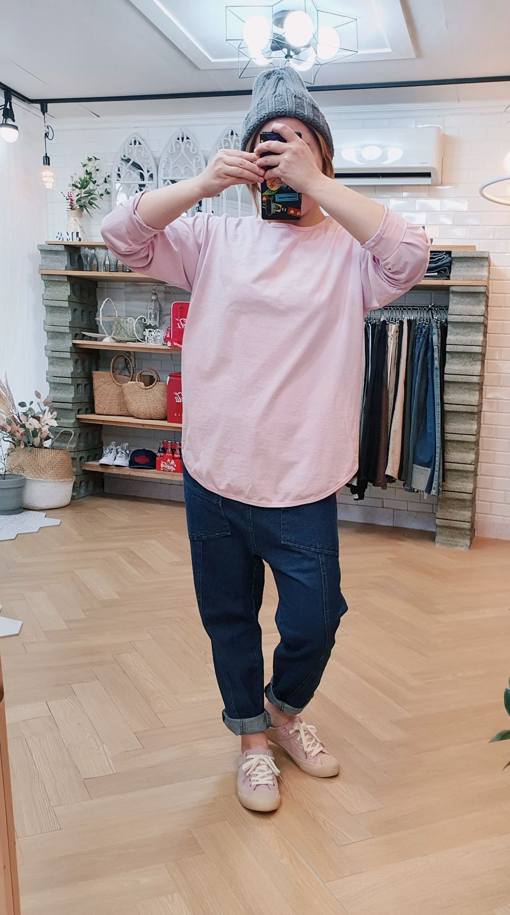 긴소매 데일리룩 워싱 면 티셔츠 - 상세 이미지 2