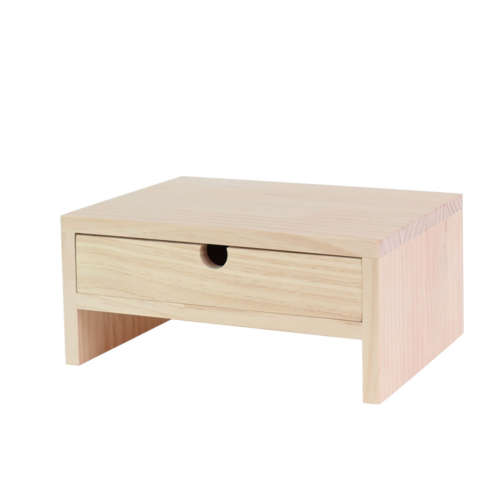 포리드 원목 미니 2단 서랍 모니터받침대