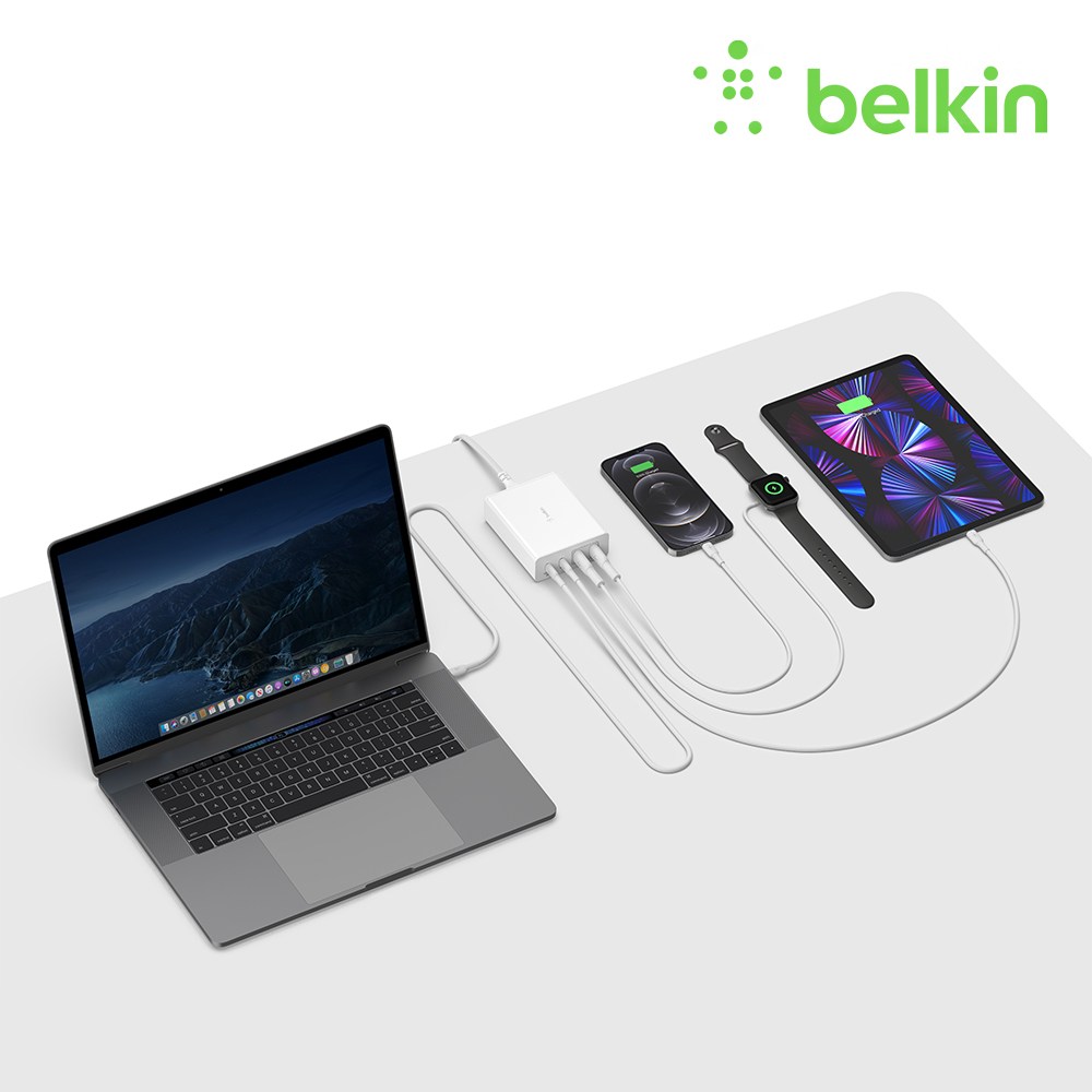 벨킨 108W 멀티 4포트 USB-C PD GaN 고속 충전기 WCH010kr 아이폰17 16 갤럭시 S25 S24 맥북 에어 아이패드 프로 M4 노트북 충전 상세 이미지 8