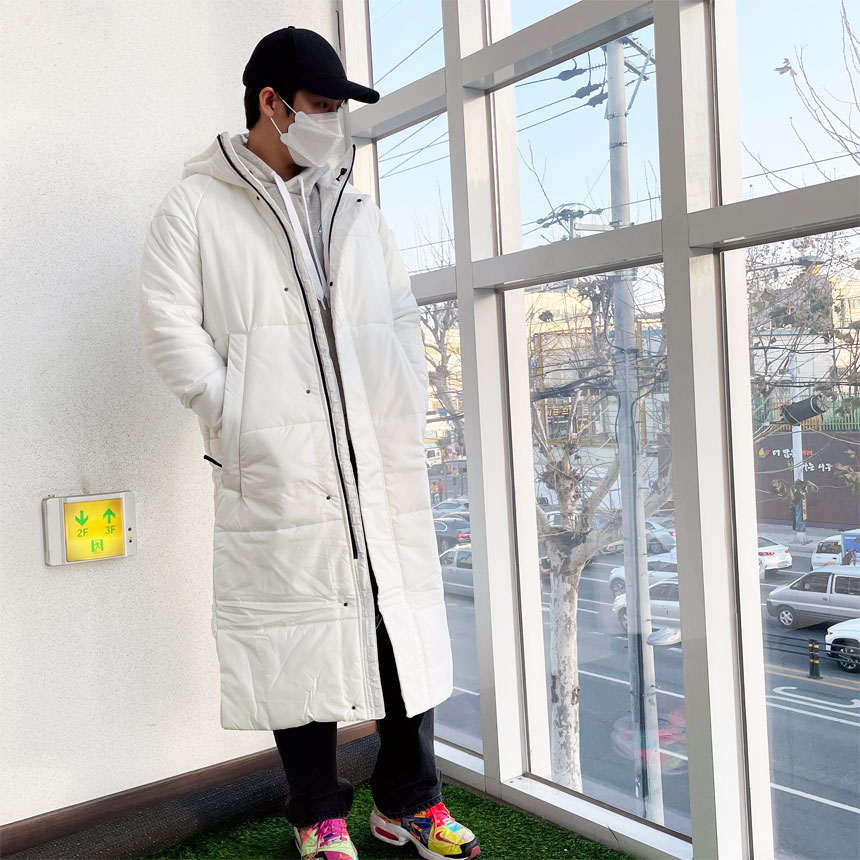 매장판 아디다스 맨스 BIG BAFFLE LONG 롱패딩 DZ1435 화이트 이미지 6