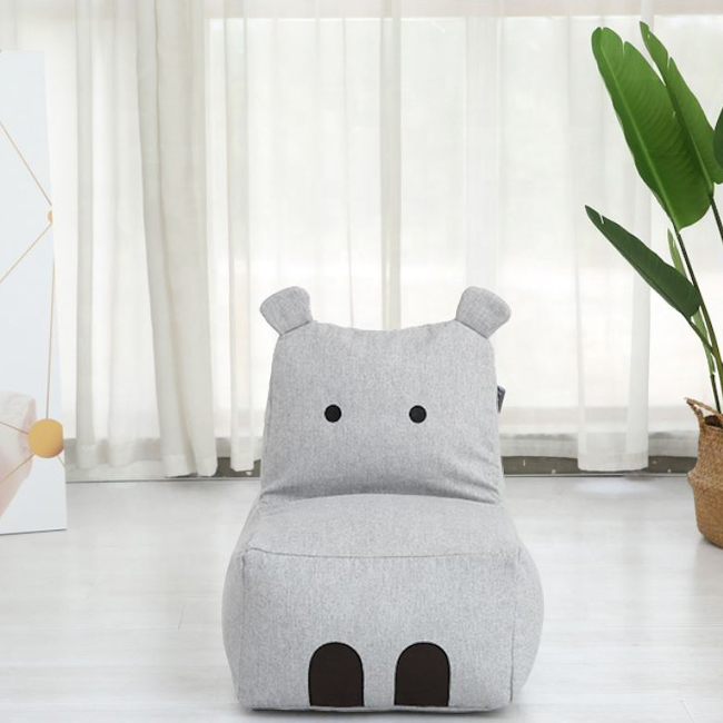 히포 키즈 빈백 아이 소파 패브릭 조카 아이 생일 어린이집 어린이날 유치원 선물 하마 그레이