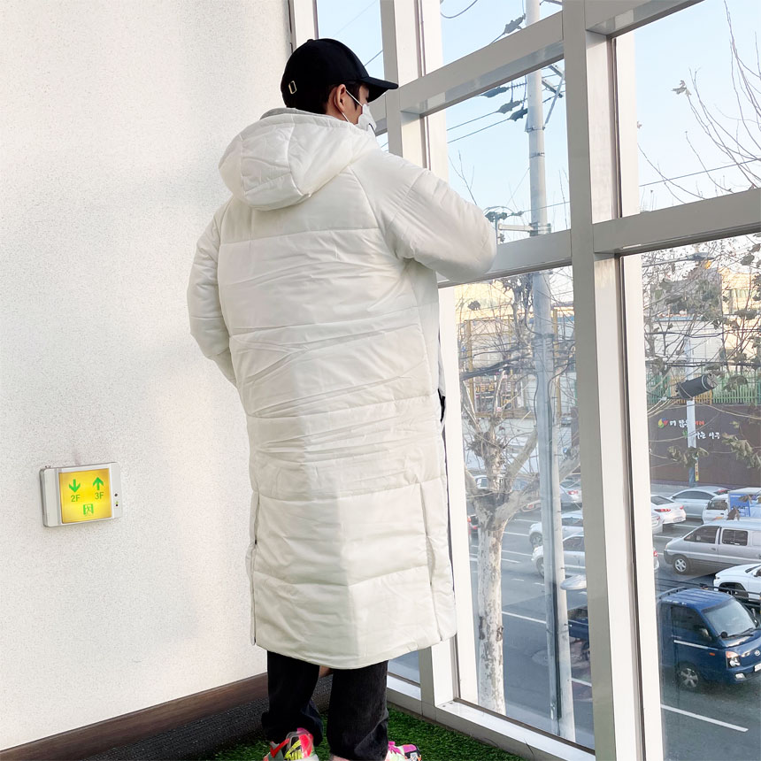 매장판 아디다스 맨스 BIG BAFFLE LONG 롱패딩 DZ1435 화이트 - 상세 이미지 4
