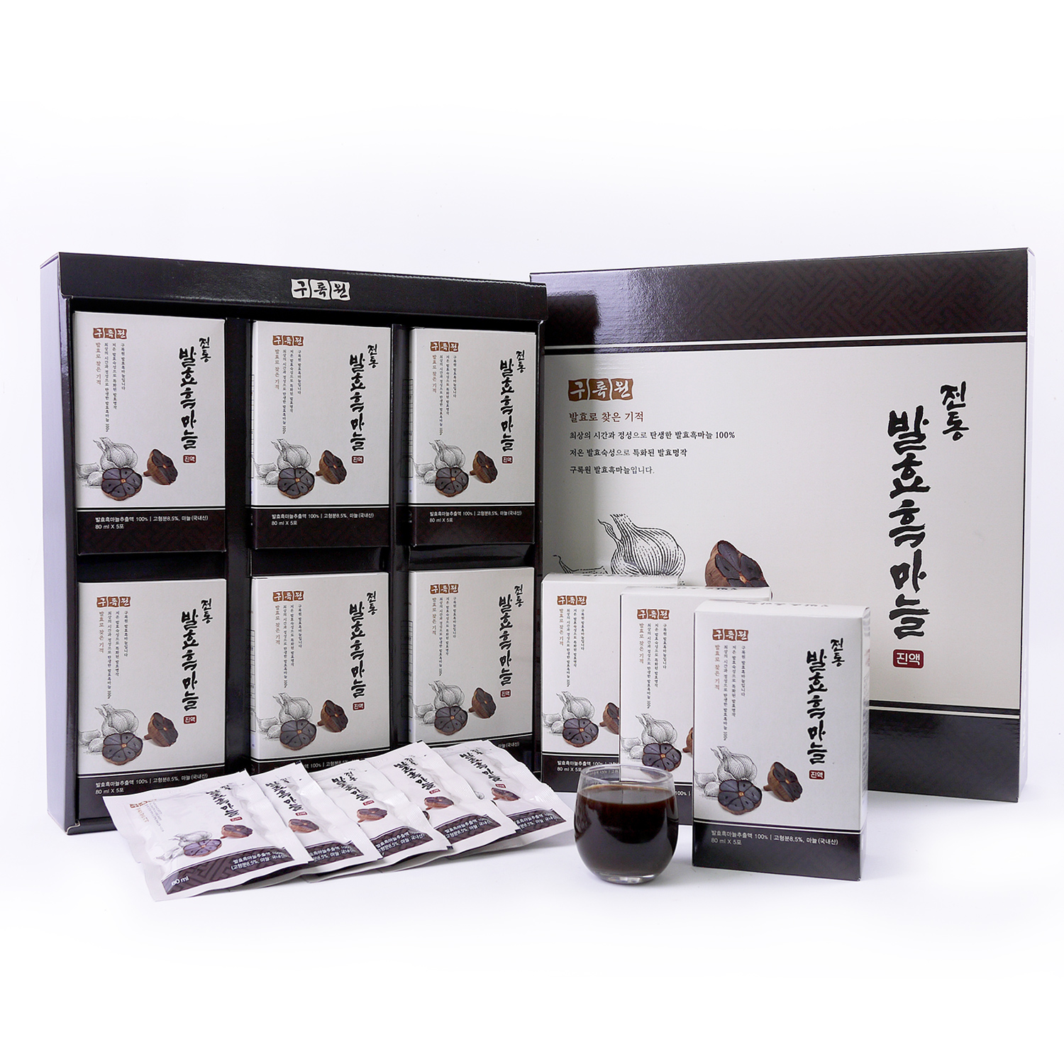 구록원 발효 흑마늘 진액 80ml 30포 선물세트 흙마늘 엑기스 즙 100% - 상세 이미지 2