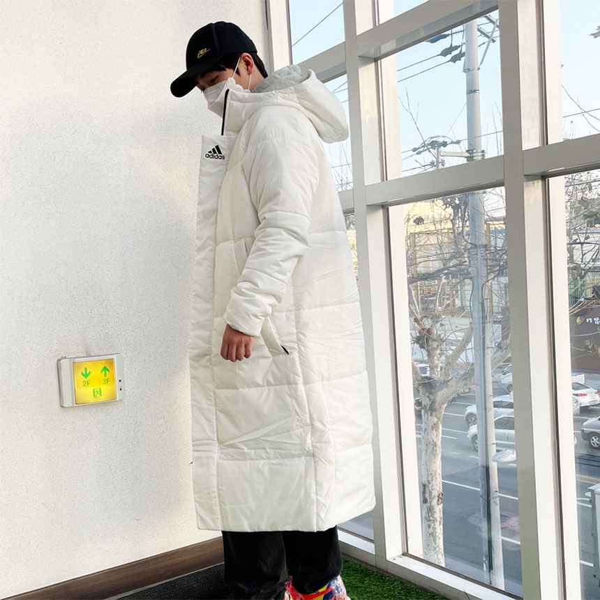 매장판 아디다스 맨스 BIG BAFFLE LONG 롱패딩 DZ1435 화이트 - 상세 이미지 3
