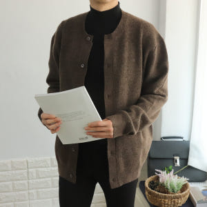 남자가디건 빅사이즈 오버핏 라운드 커플가디건 착용 후기 | 사이즈/핏 총정리 - 상품 이미지 1