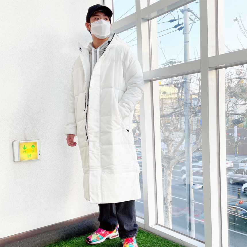 매장판 아디다스 맨스 BIG BAFFLE LONG 롱패딩 DZ1435 화이트 이미지 7