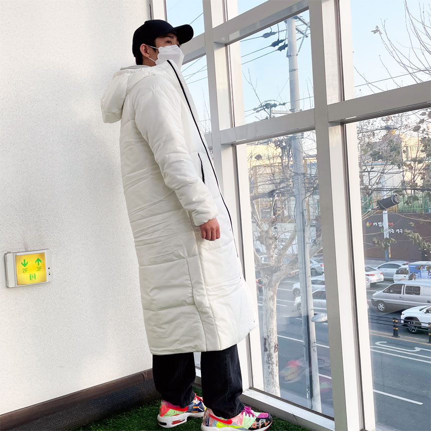 매장판 아디다스 맨스 BIG BAFFLE LONG 롱패딩 DZ1435 화이트 - 상세 이미지 5