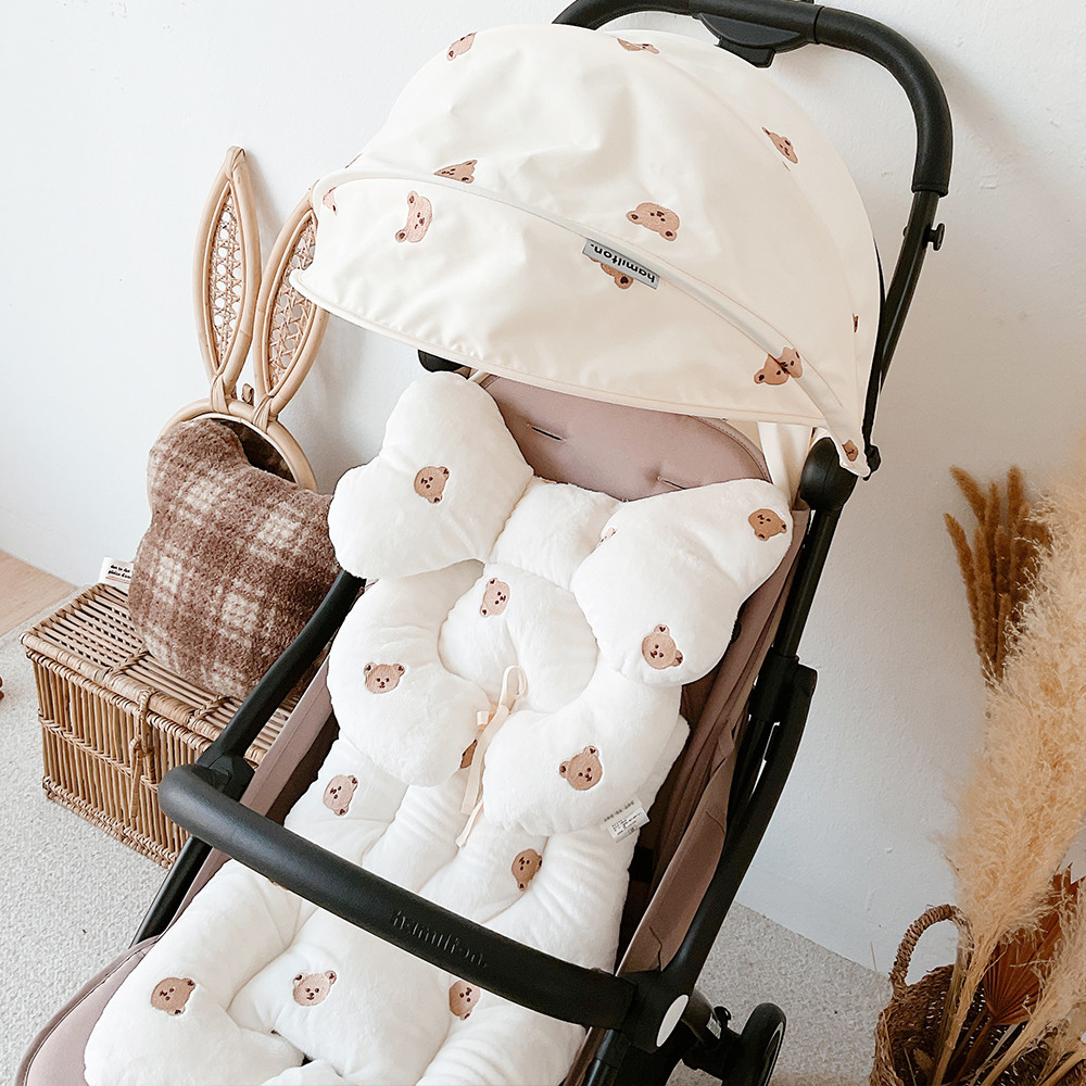 마롤로뜨 극세사 자수 유모차 라이너 시트 소프트 에어매쉬 카시트 엉따 싱싱올리브